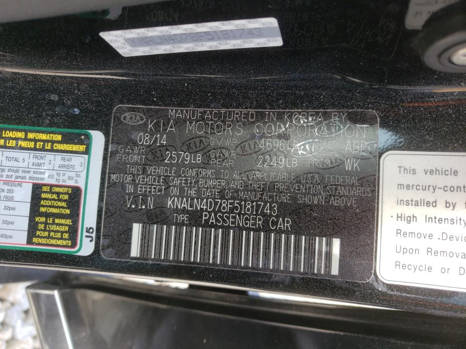 KNALN4D78F5181743 2015 Kia Cadenza Premium