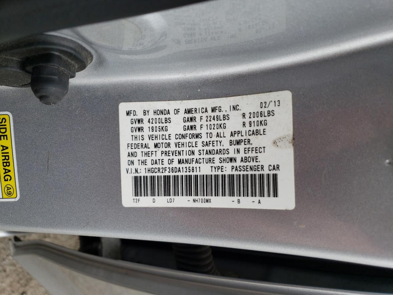 1HGCR2F36DA135811 2013 Honda Accord Lx