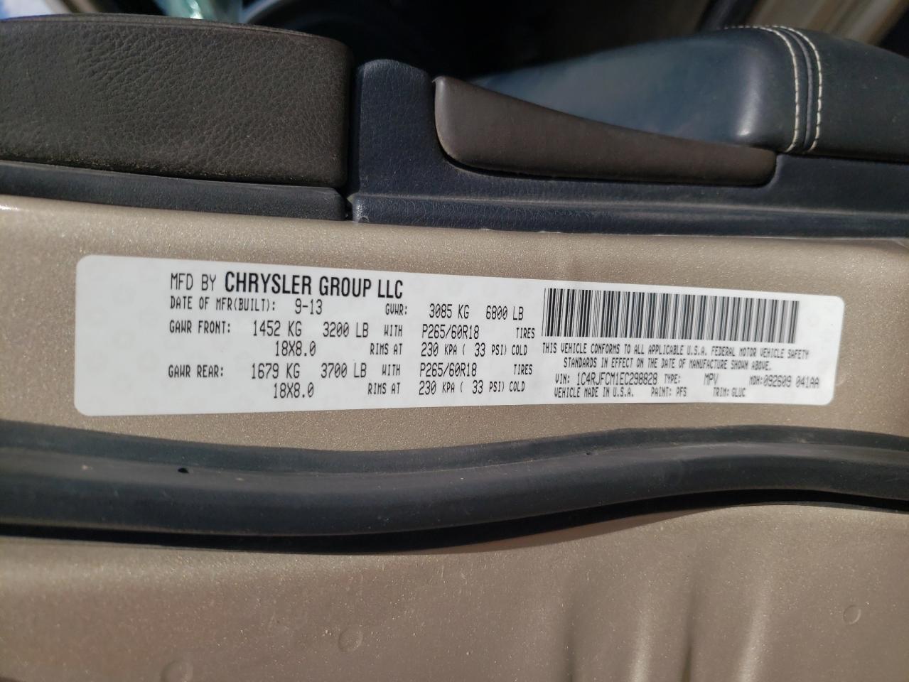 2014 Jeep Grand Cherokee Overland VIN: 1C4RJFCM1EC298828 Lot: 88255075