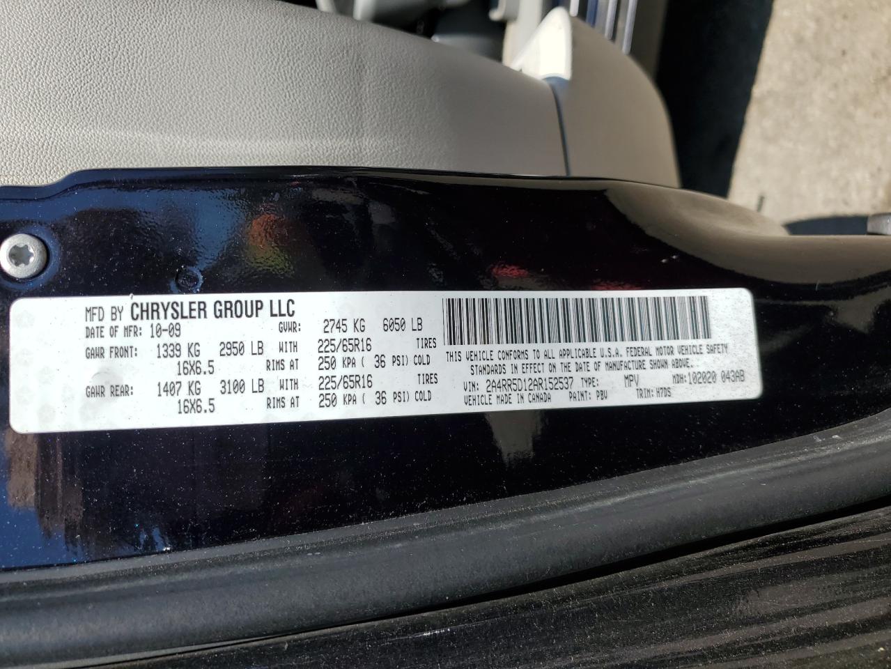 2010 Chrysler Town & Country Touring VIN: 2A4RR5D12AR152537 Lot: 53744073