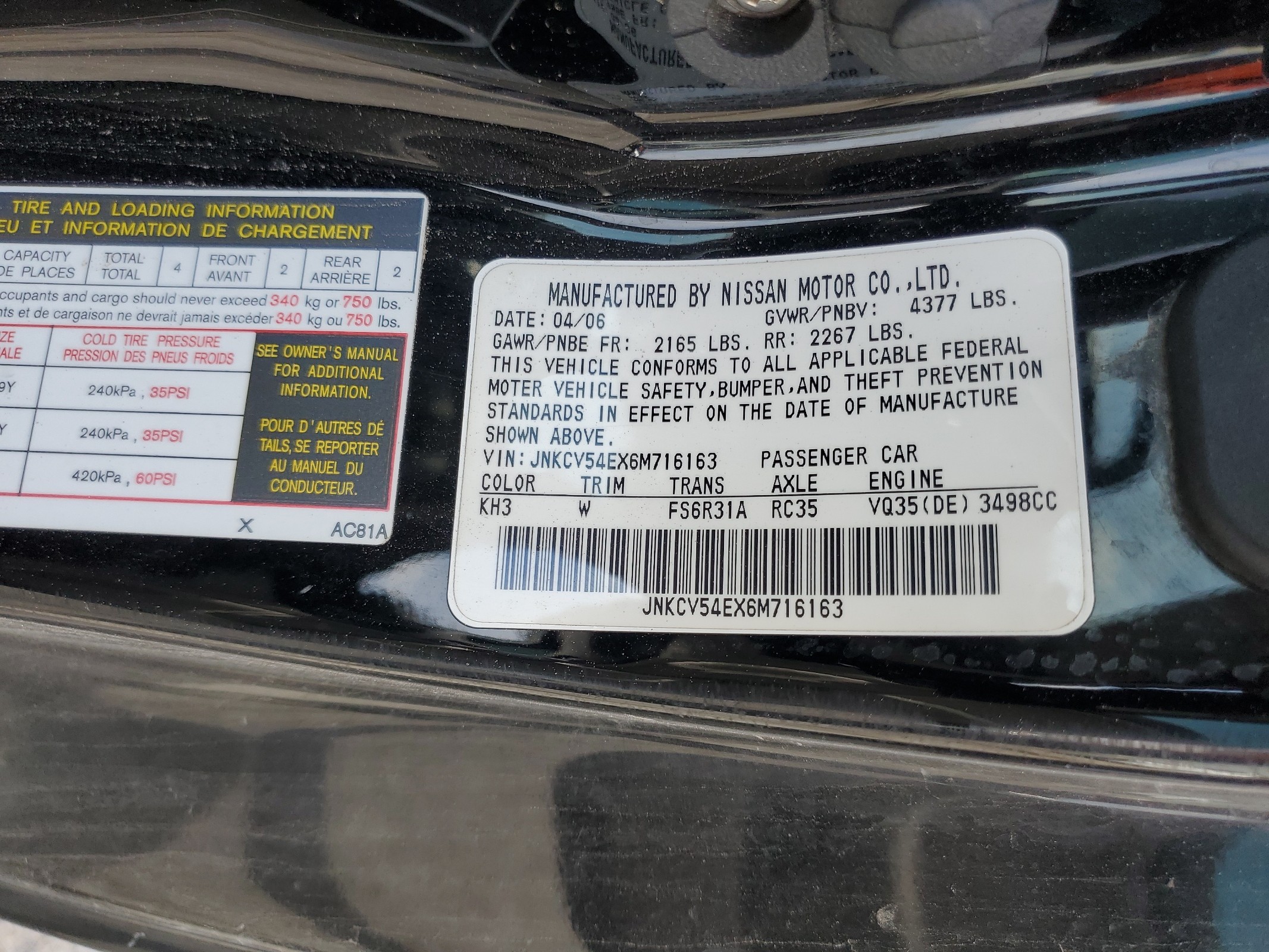 JNKCV54EX6M716163 2006 Infiniti G35