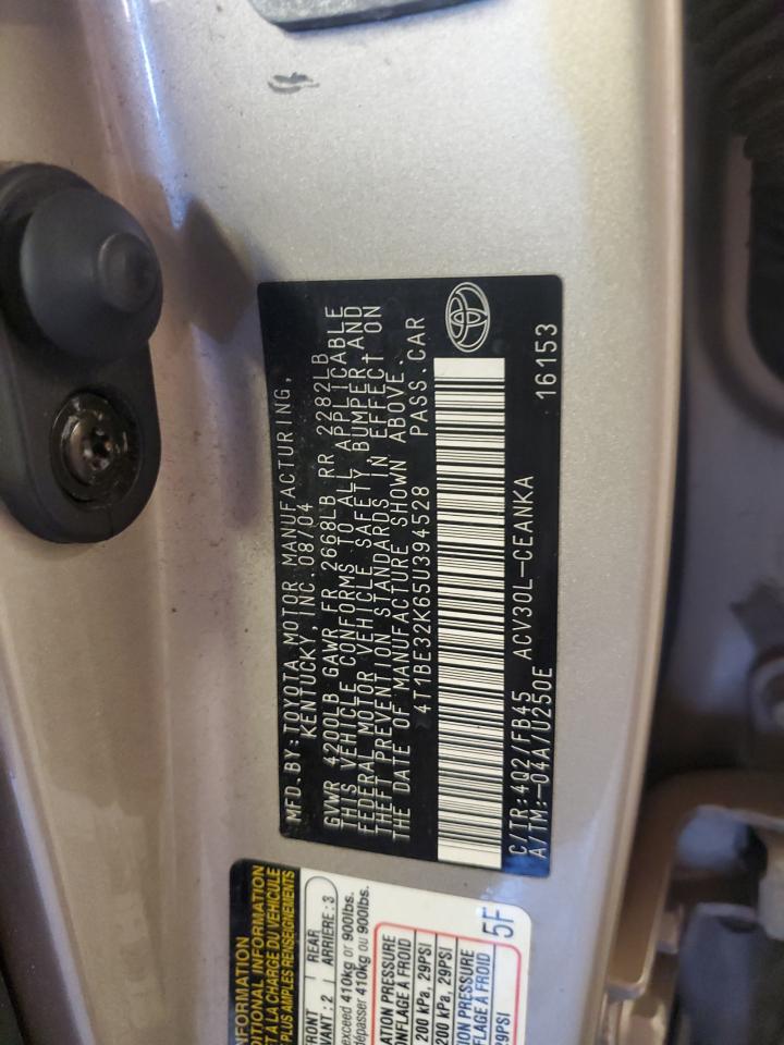 4T1BE32K65U394528 2005 Toyota Camry Le