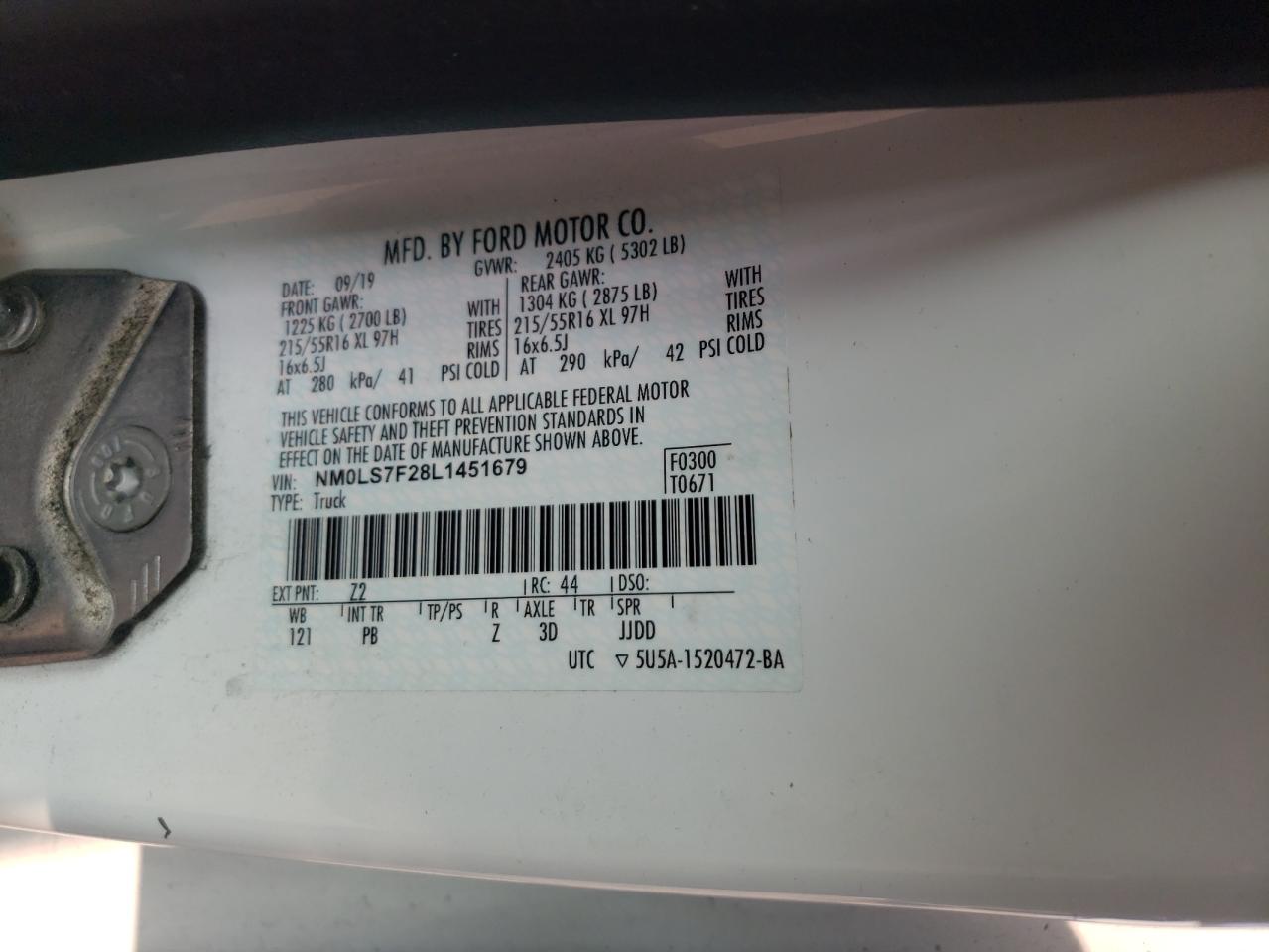 2020 Ford Transit Connect Xlt VIN: NM0LS7F28L1451679 Lot: 51955283