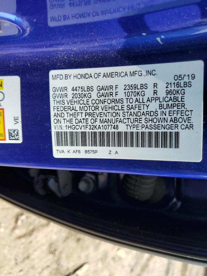 1HGCV1F32KA107748 2019 Honda Accord Sport