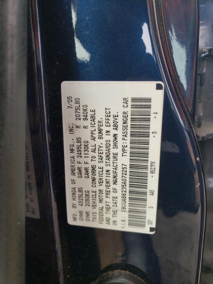 2005 Acura Tl VIN: 19UUA66235A072257 Lot: 52954313