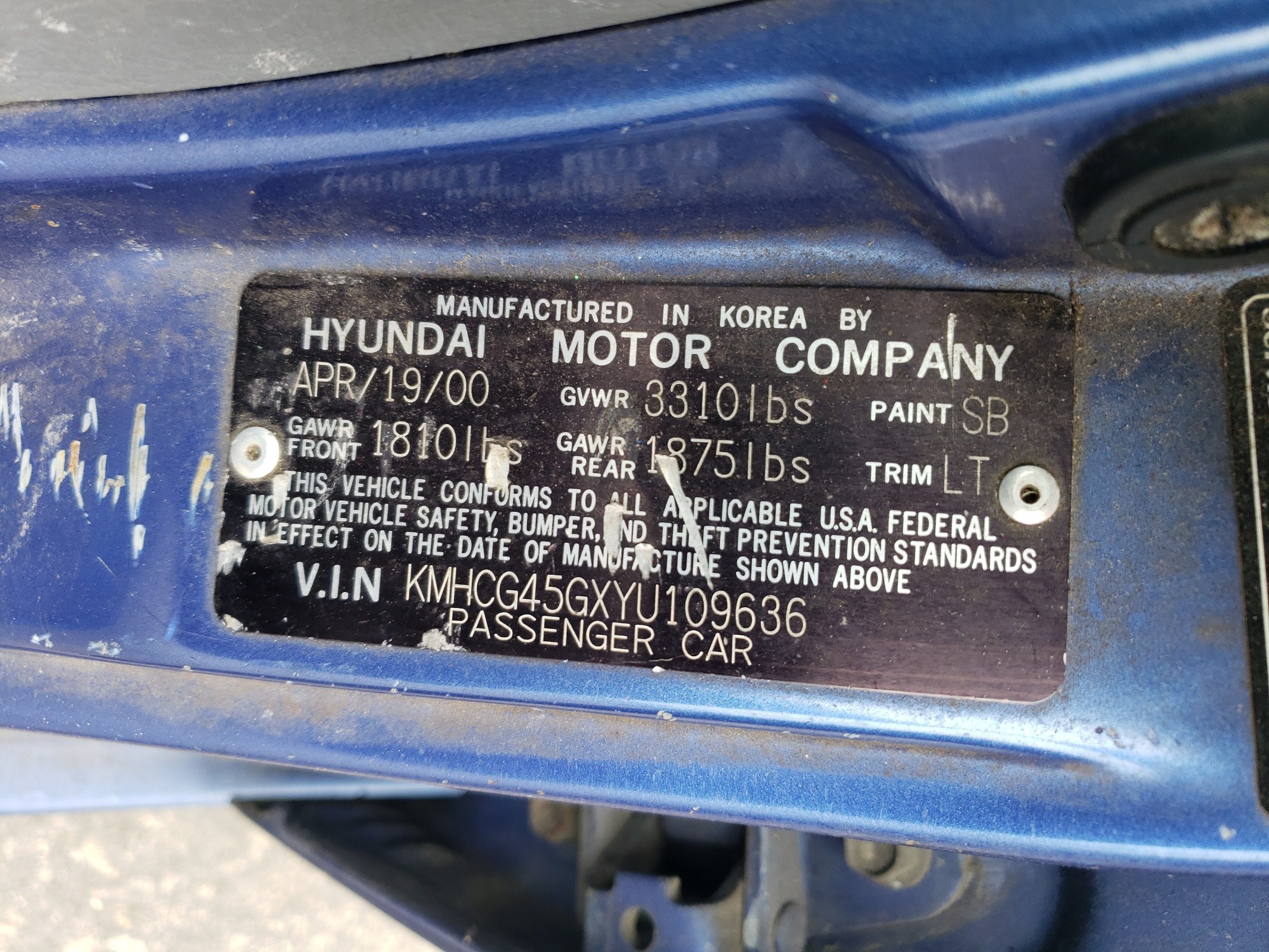 KMHCG45GXYU109636 2000 Hyundai Accent Gl