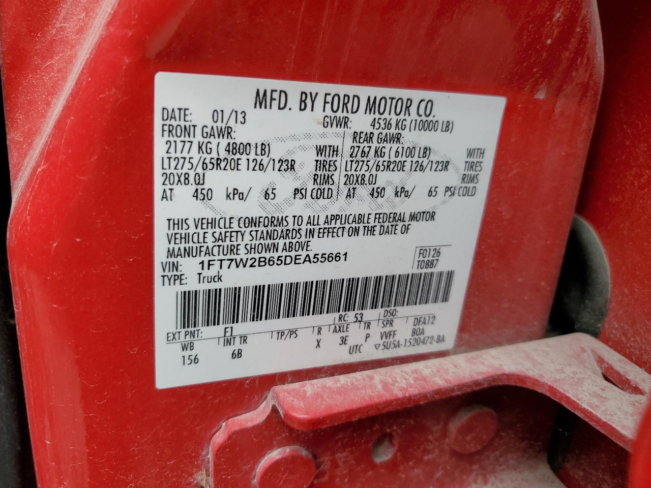 1FT7W2B65DEA55661 2013 Ford F250 Super Duty