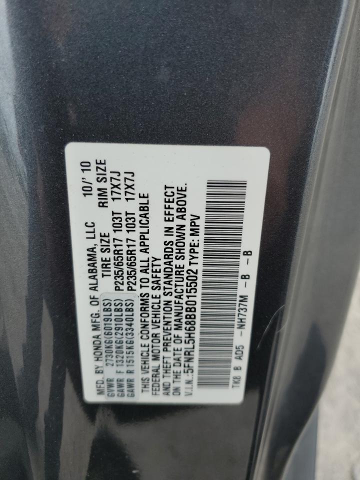 5FNRL5H68BB015502 2011 Honda Odyssey Exl