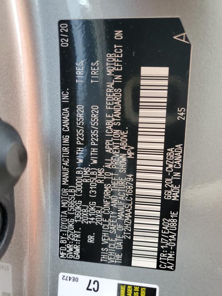 2020 Lexus Rx 350 VIN: 2T2HZMAA5LC168794 Lot: 53948713