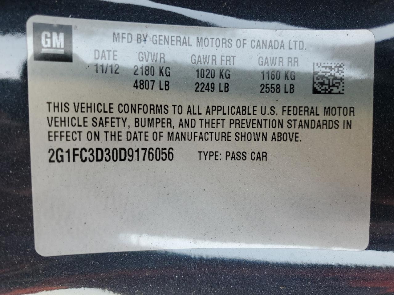 2013 Chevrolet Camaro Lt VIN: 2G1FC3D30D9176056 Lot: 49107563