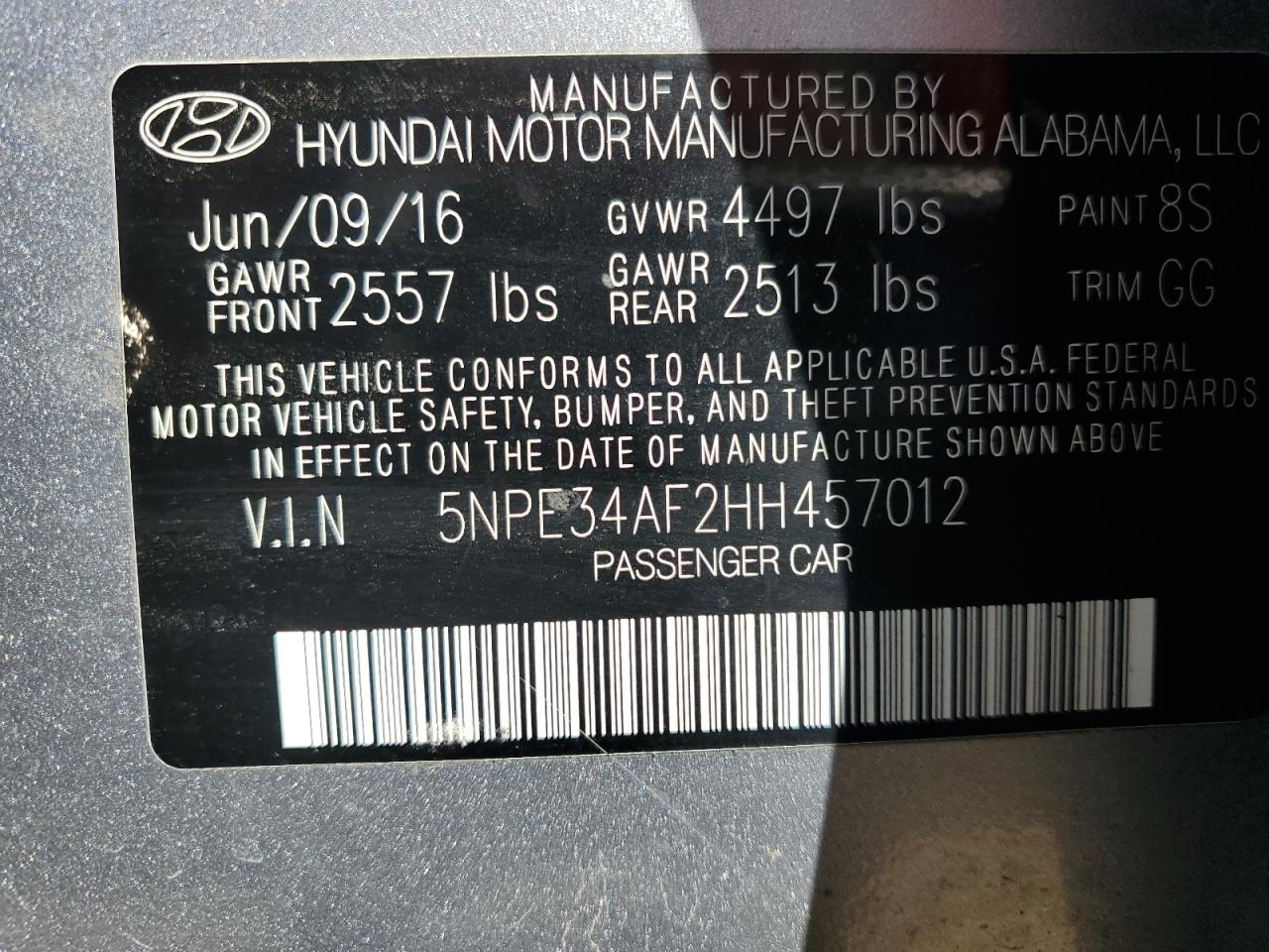 5NPE34AF2HH457012 2017 Hyundai Sonata Sport