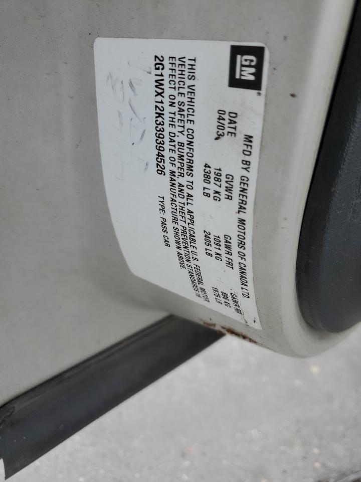 2003 Chevrolet Monte Carlo Ss VIN: 2G1WX12K339394526 Lot: 74962673