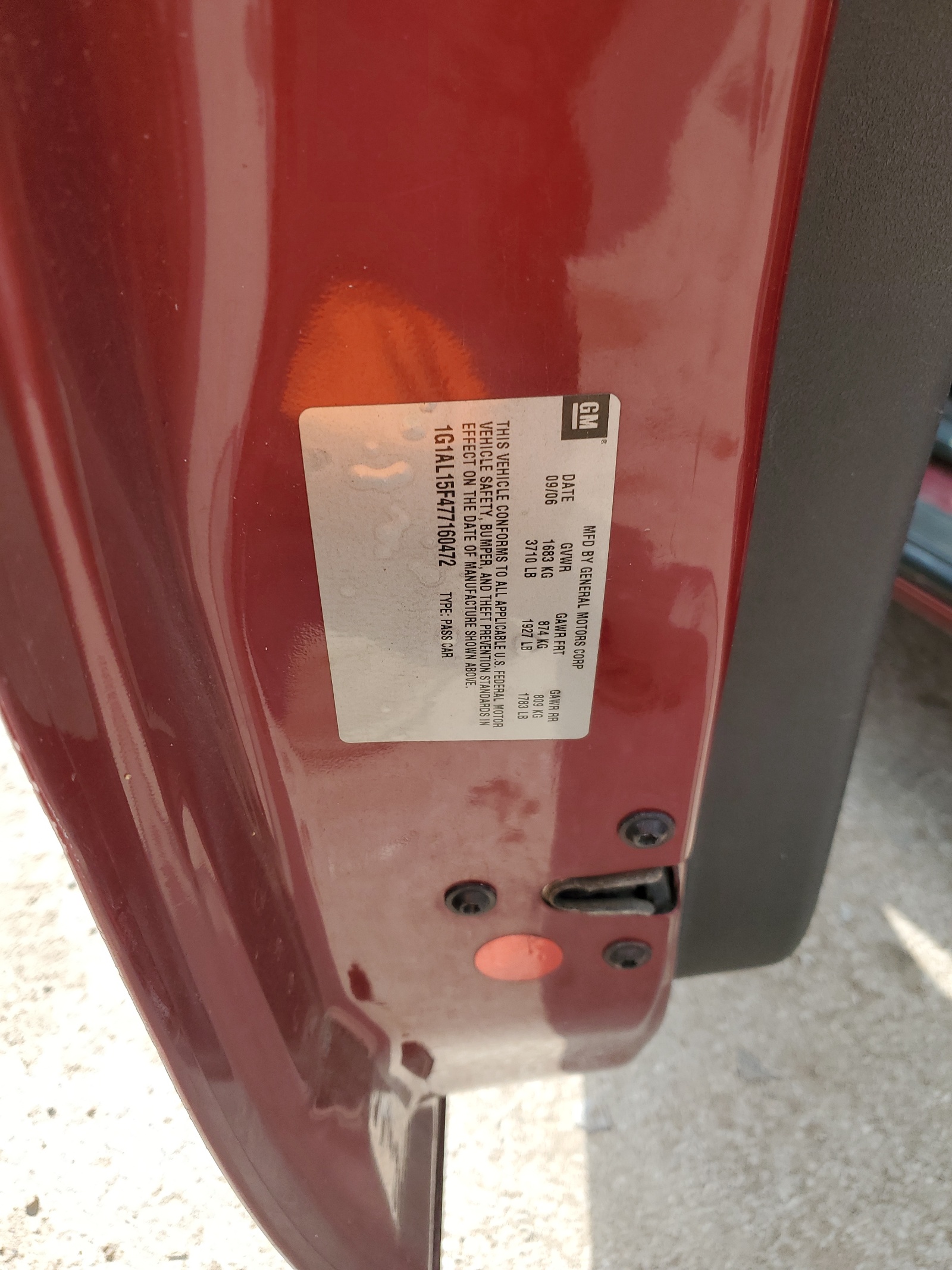 1G1AL15F477160472 2007 Chevrolet Cobalt Lt