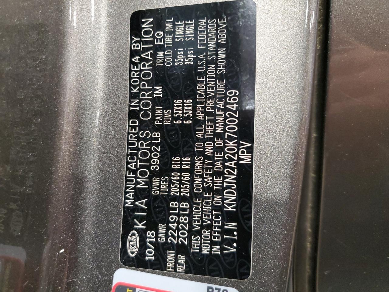 2019 Kia Soul VIN: KNDJN2A20K7002469 Lot: 55117754