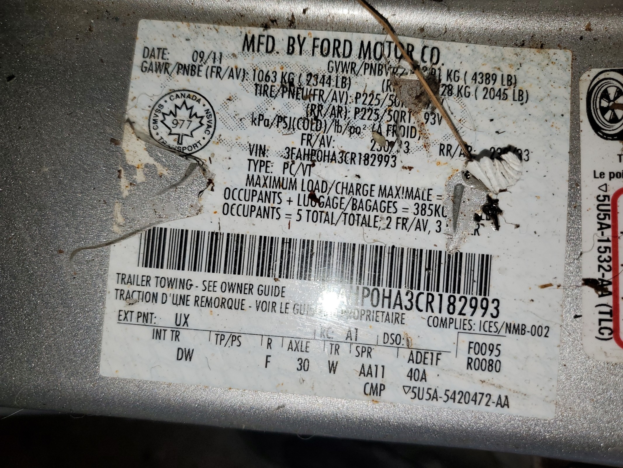 3FAHP0HA3CR182993 2012 Ford Fusion Se