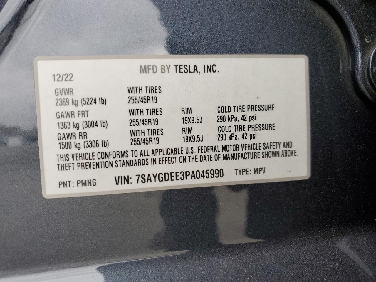 2023 Tesla Model Y VIN: 7SAYGDEE3PA045990 Lot: 55833814