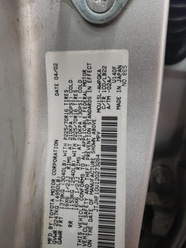 2002 Lexus Rx 300 VIN: JTJHF10U120273264 Lot: 54838054