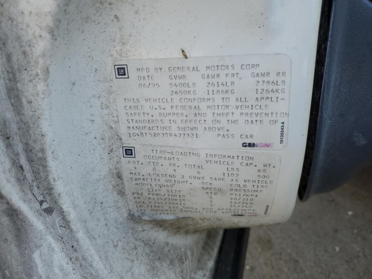 1995 Buick Roadmaster Limited VIN: 1G4BT52P3SR427321 Lot: 53473724