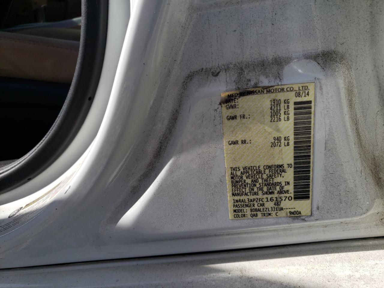 2015 Nissan Altima 2.5 VIN: 1N4AL3AP2FC161570 Lot: 56852644