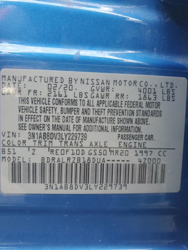 2020 Nissan Sentra Sr VIN: 3N1AB8DV3LY229739 Lot: 56197124