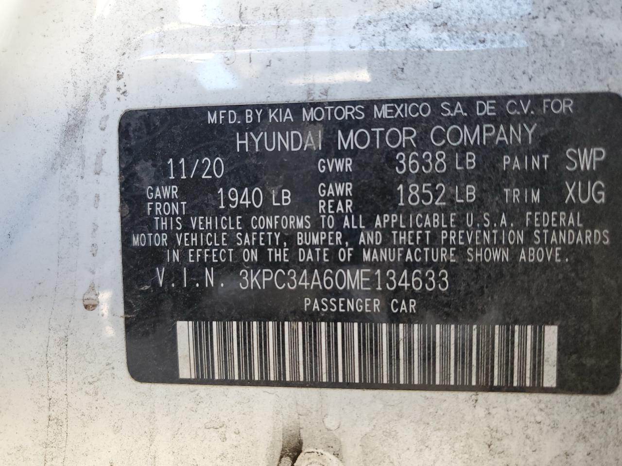 3KPC34A60ME134633 2021 Hyundai Accent Limited