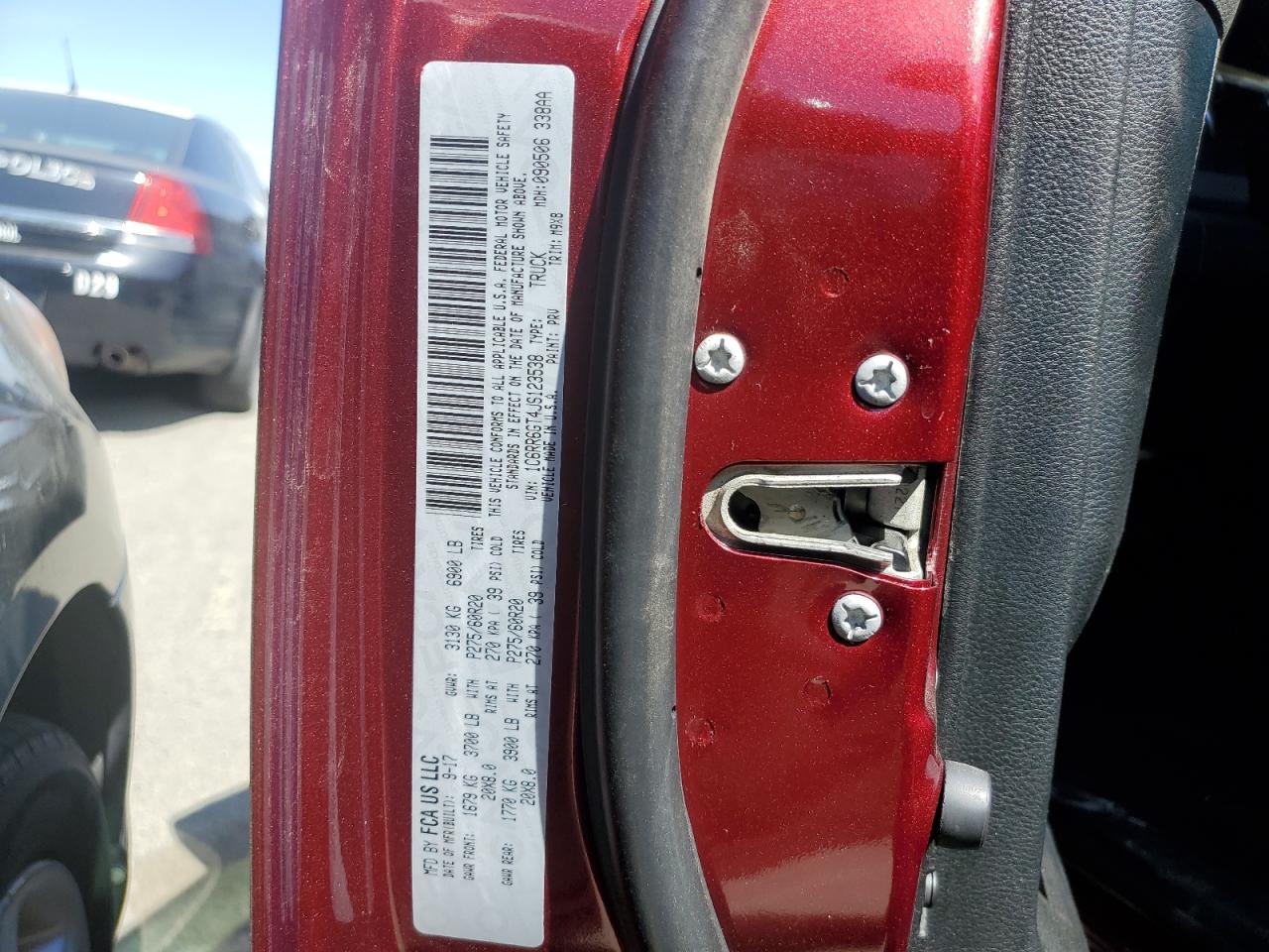 2018 Ram 1500 Slt VIN: 1C6RR6GT4JS123538 Lot: 54998284