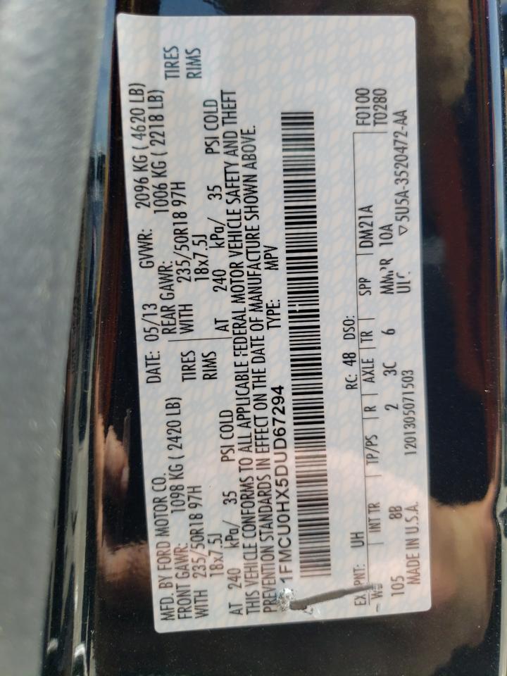 2013 Ford Escape Sel VIN: 1FMCU0HX5DUD67294 Lot: 56495704