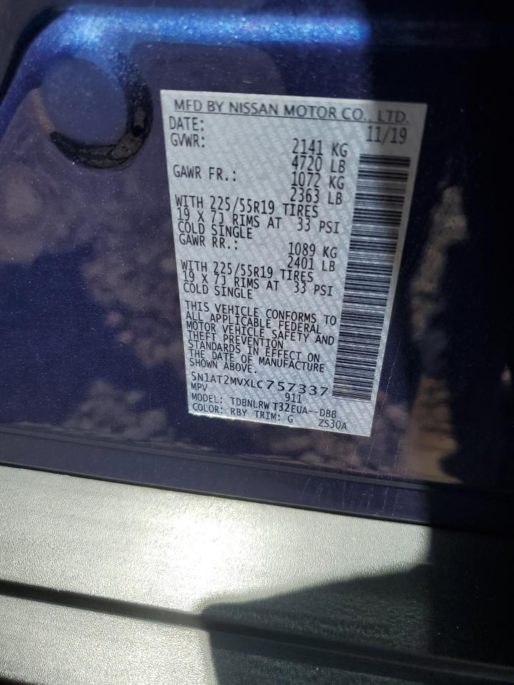 2020 Nissan Rogue S VIN: 5N1AT2MVXLC757337 Lot: 54850644