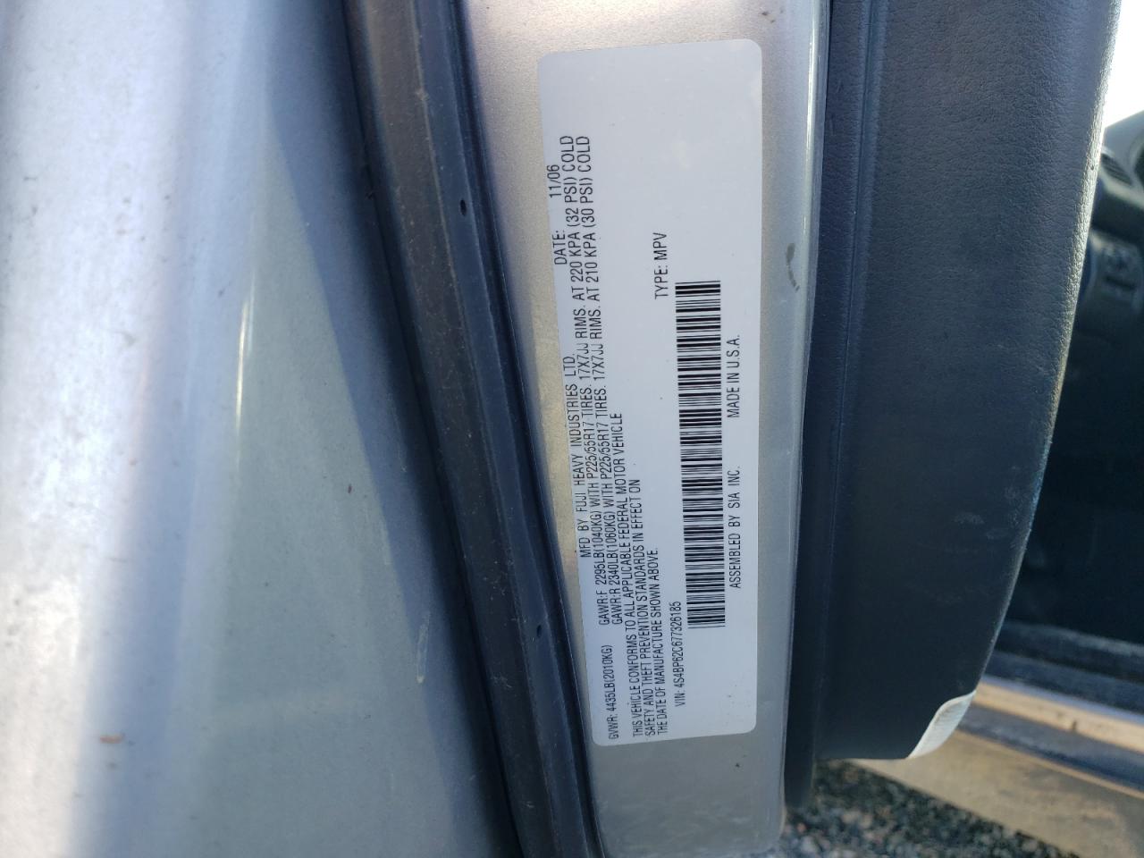 2007 Subaru Outback Outback 2.5I Limited VIN: 4S4BP62C677326185 Lot: 54473584