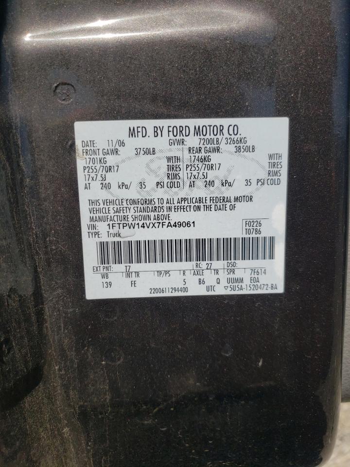 1FTPW14VX7FA49061 2007 Ford F150 Supercrew