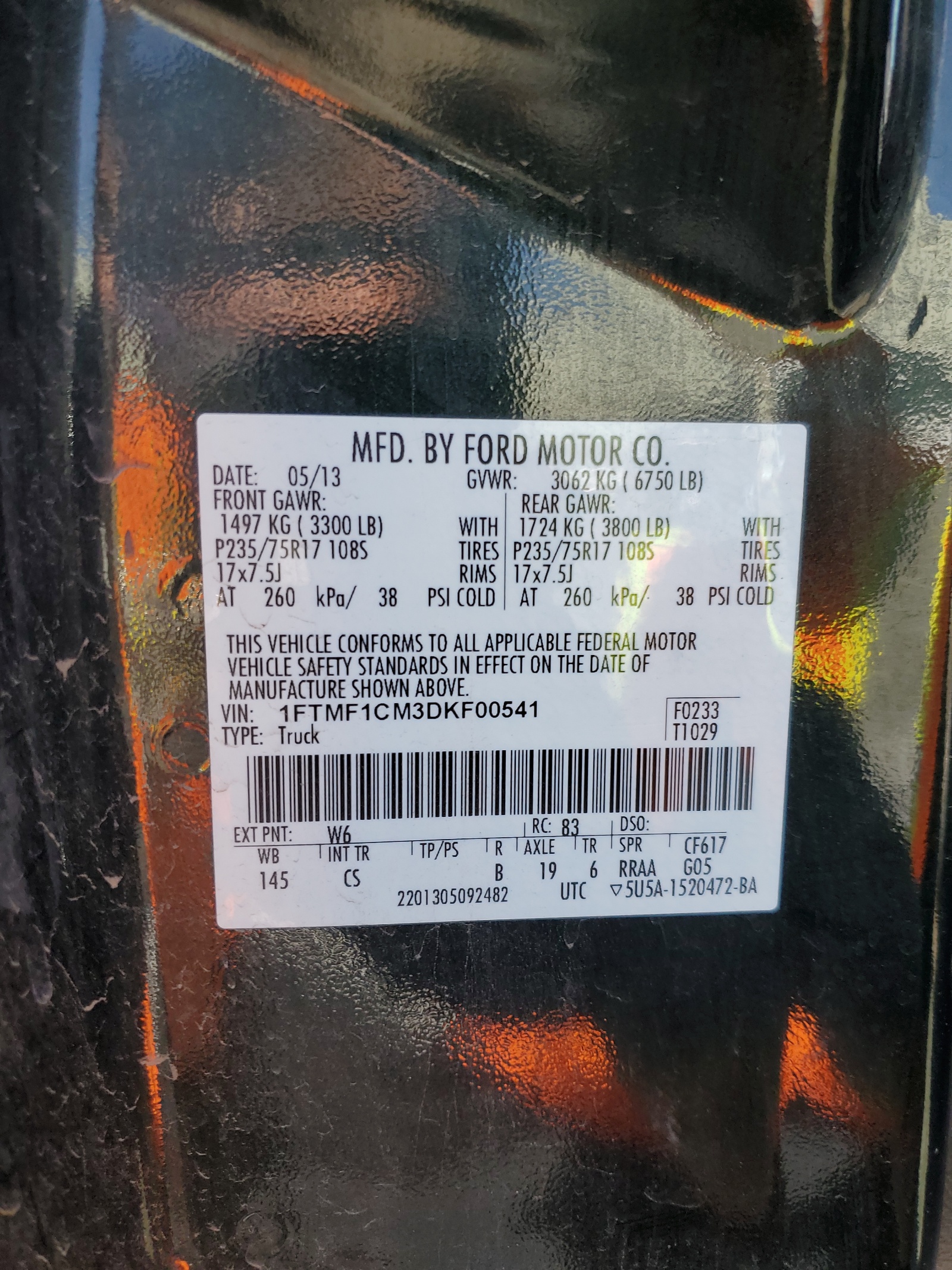 1FTMF1CM3DKF00541 2013 Ford F150