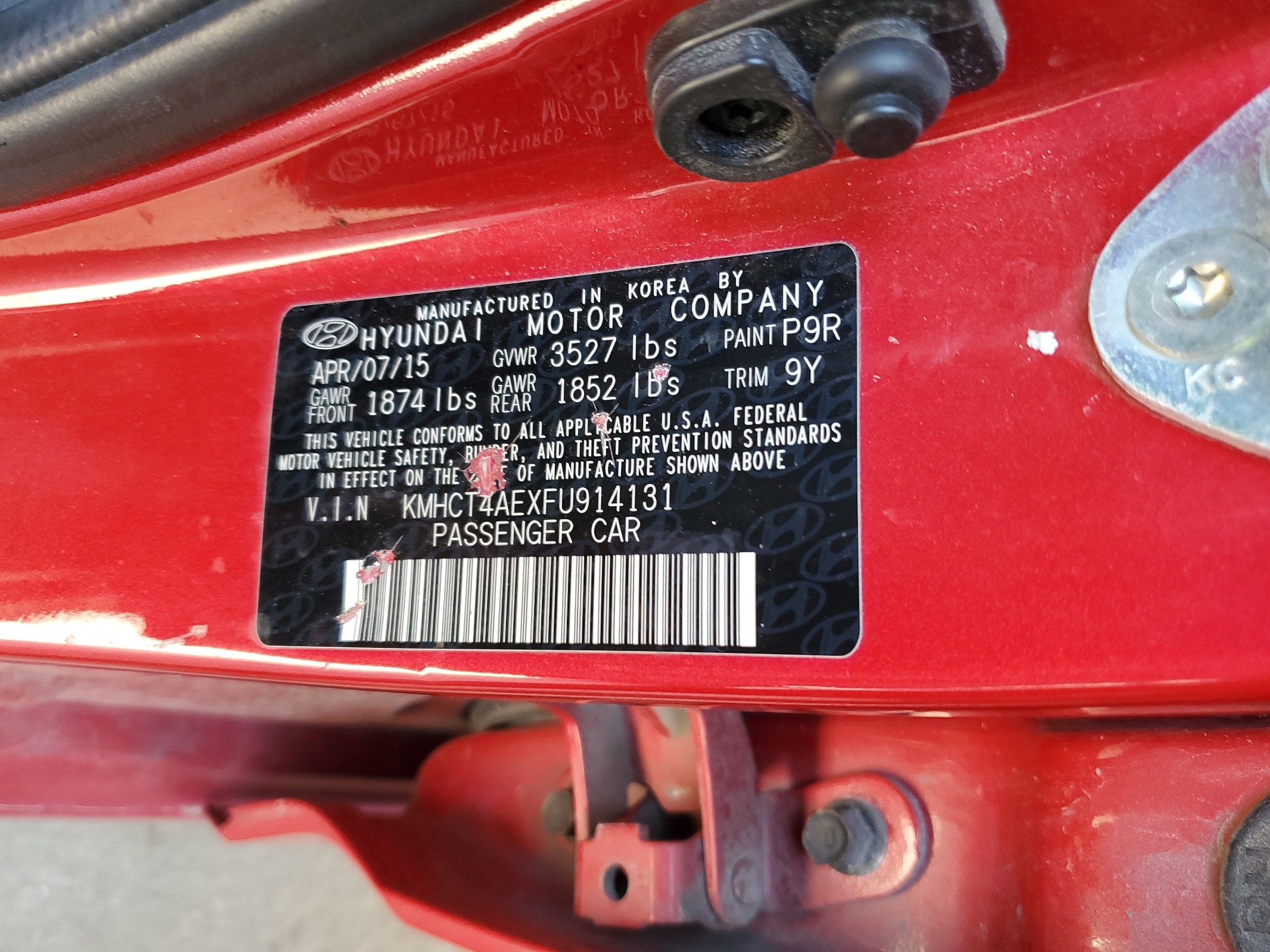 KMHCT4AEXFU914131 2015 Hyundai Accent Gls