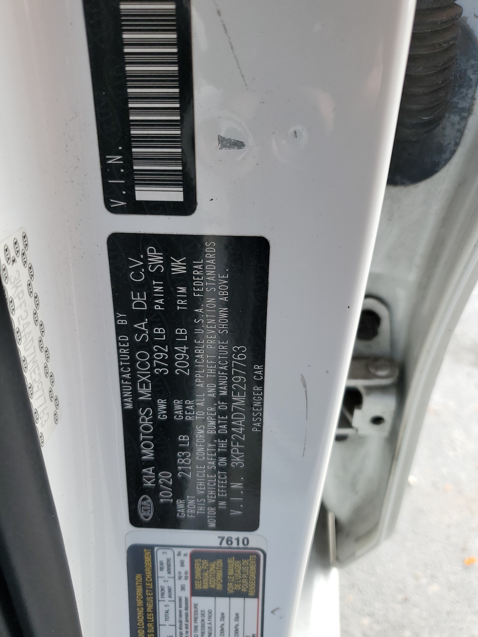 3KPF24AD7ME297763 2021 Kia Forte Fe