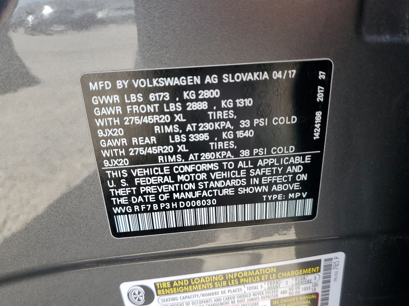 WVGRF7BP3HD006030 2017 Volkswagen Touareg Wolfsburg