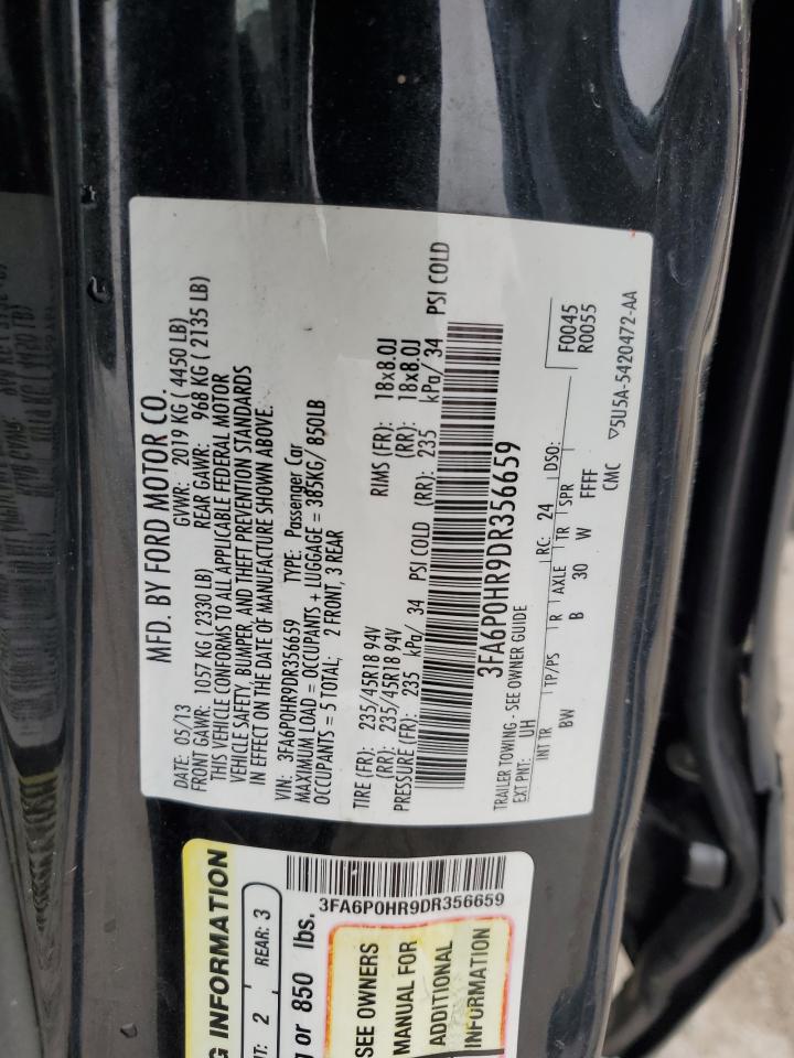 2013 Ford Fusion Se VIN: 3FA6P0HR9DR356659 Lot: 56027364