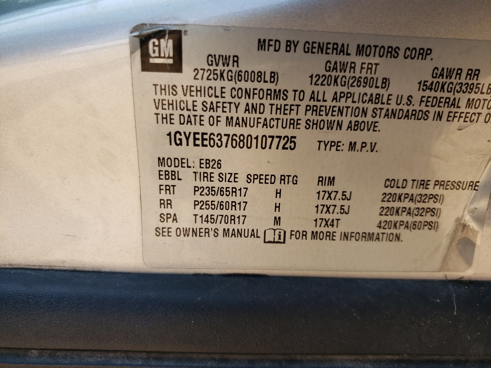 1GYEE637680107725 2008 Cadillac Srx