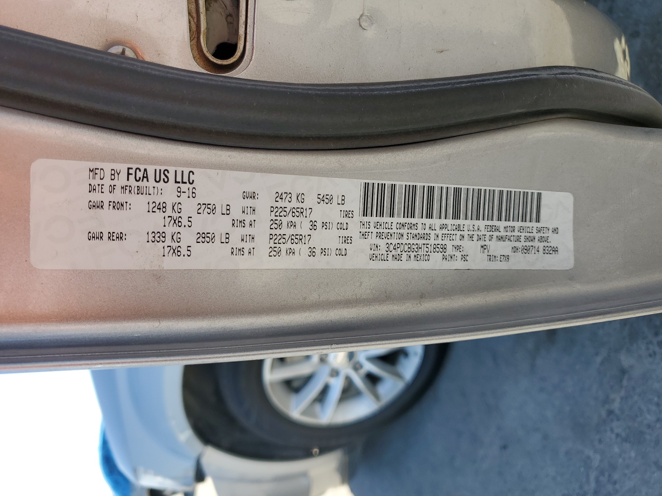 3C4PDCBG3HT518598 2017 Dodge Journey Sxt