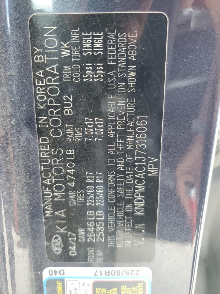 2018 Kia Sportage Lx VIN: KNDPMCAC1J7316061 Lot: 55310104