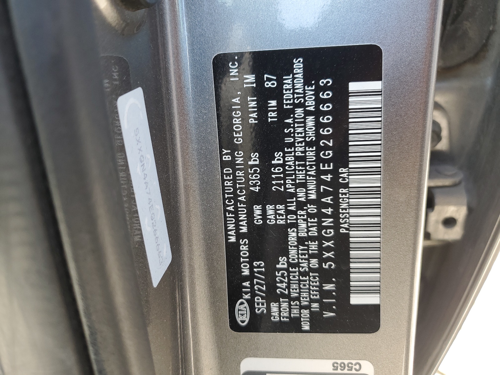 5XXGN4A74EG266663 2014 Kia Optima Ex