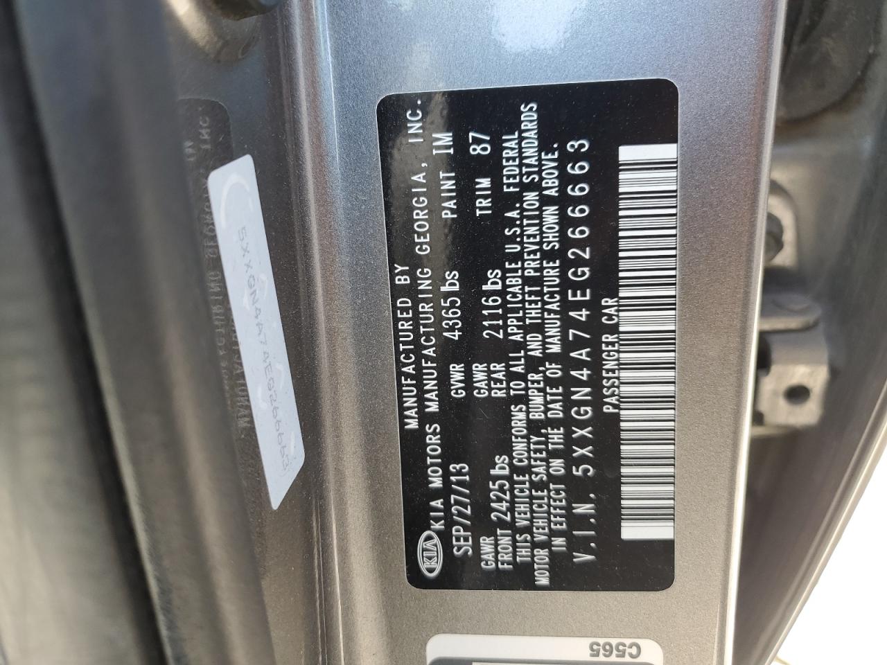 2014 Kia Optima Ex VIN: 5XXGN4A74EG266663 Lot: 53855214