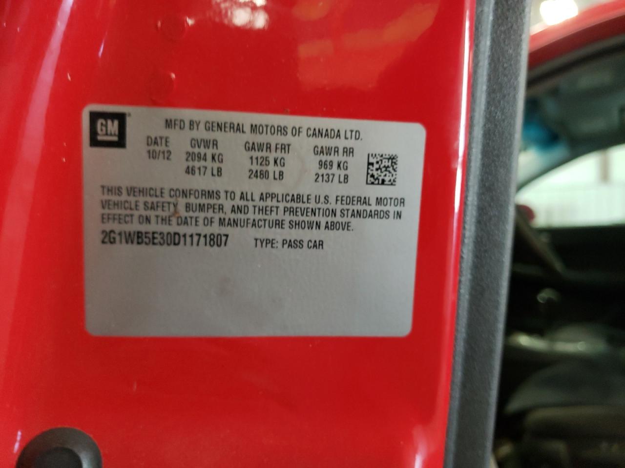 2013 Chevrolet Impala Lt VIN: 2G1WB5E30D1171807 Lot: 60102674