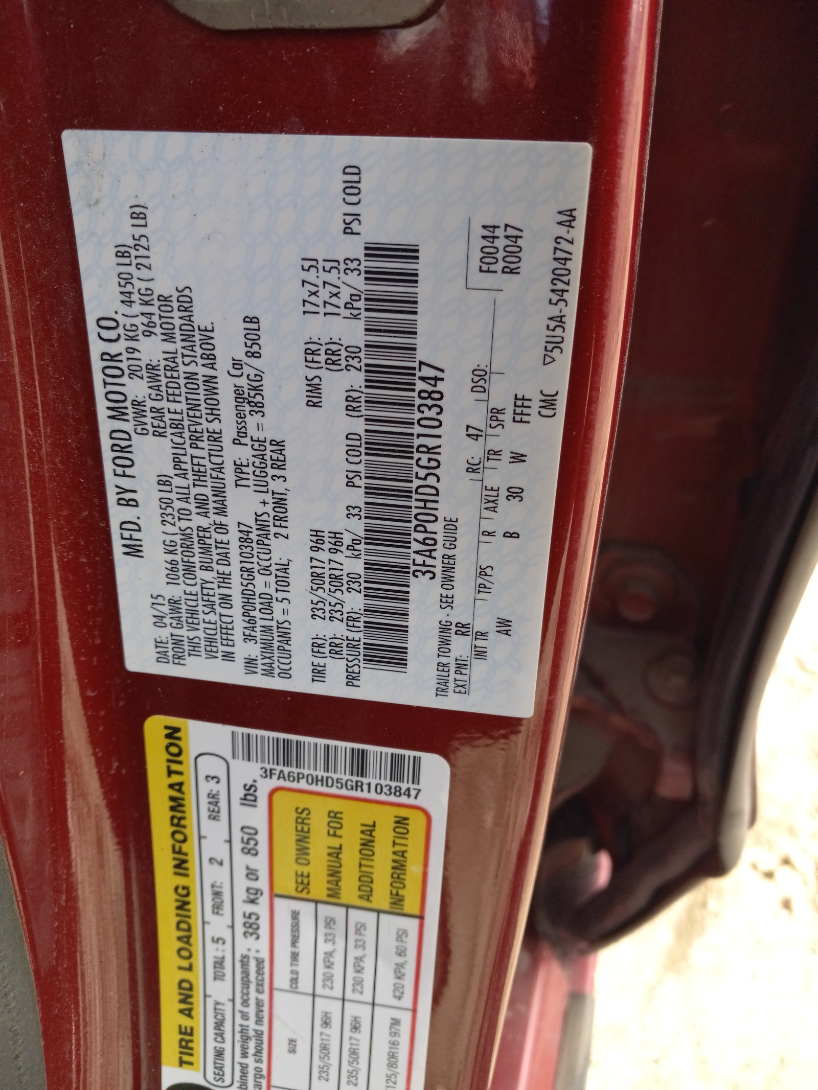 3FA6P0HD5GR103847 2016 Ford Fusion Se