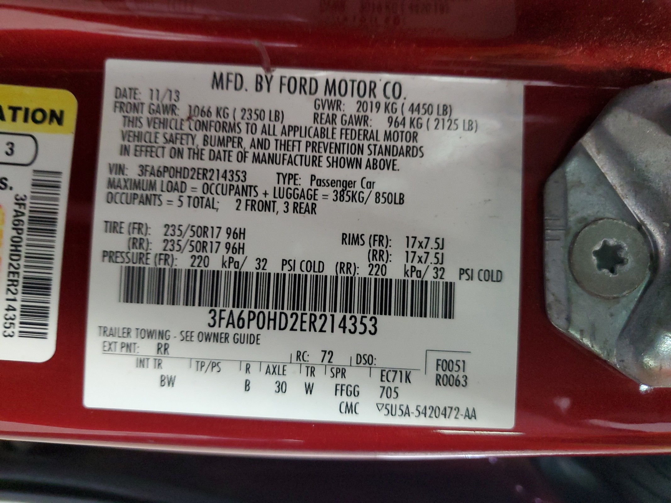 3FA6P0HD2ER214353 2014 Ford Fusion Se