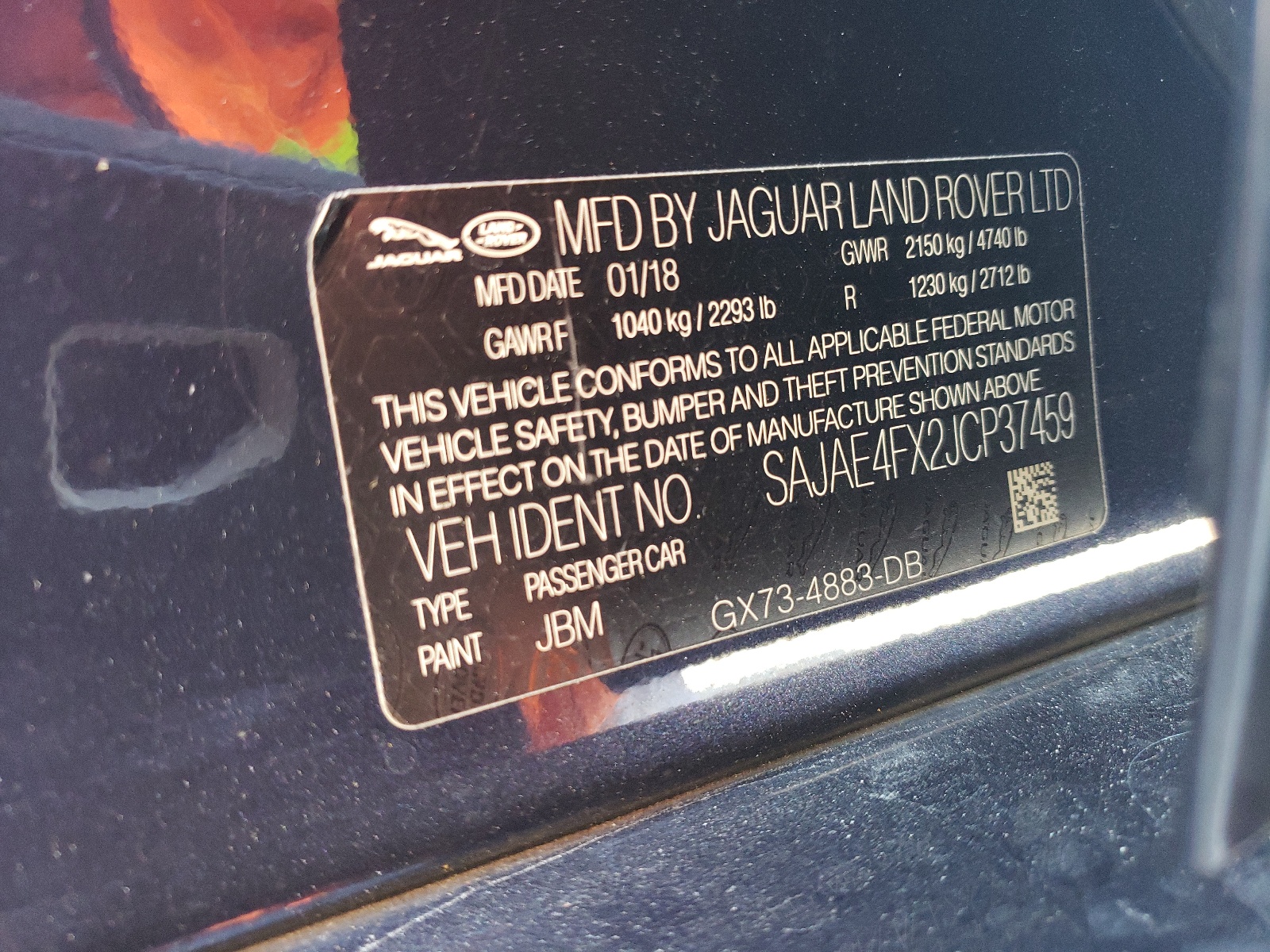 SAJAE4FX2JCP37459 2018 Jaguar Xe Prestige