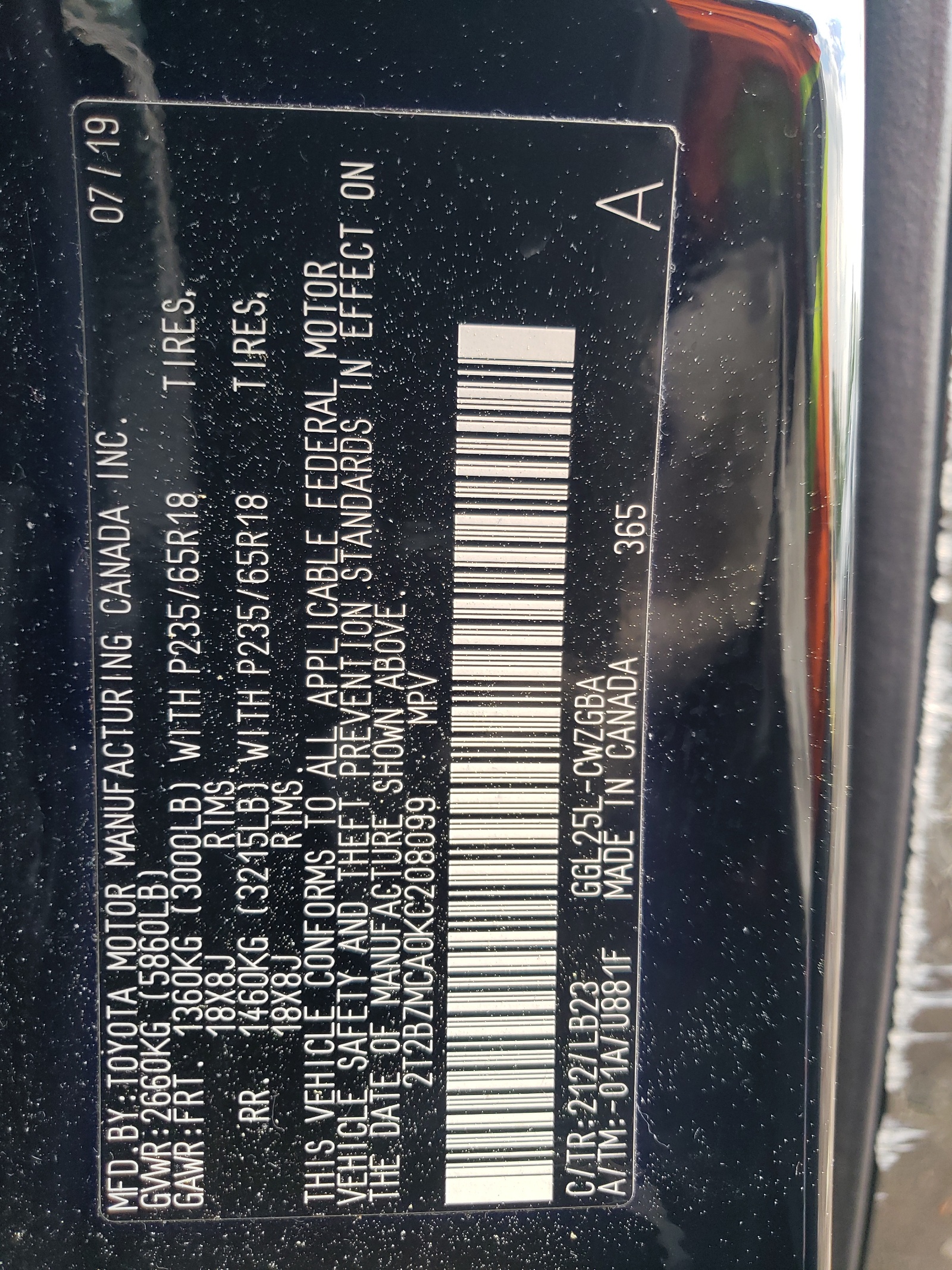 2T2BZMCA0KC208099 2019 Lexus Rx 350 Base