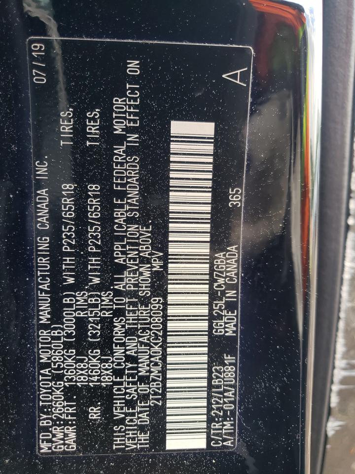 2019 Lexus Rx 350 Base VIN: 2T2BZMCA0KC208099 Lot: 54750854