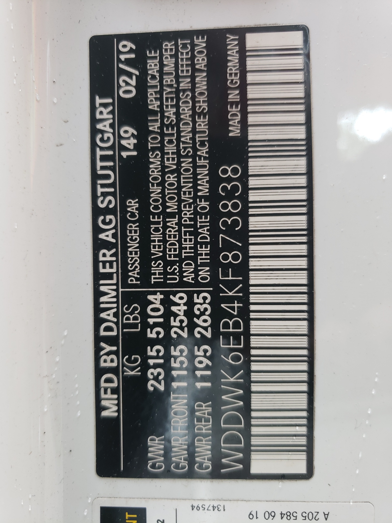 WDDWK6EB4KF873838 2019 Mercedes-Benz C 43 Amg