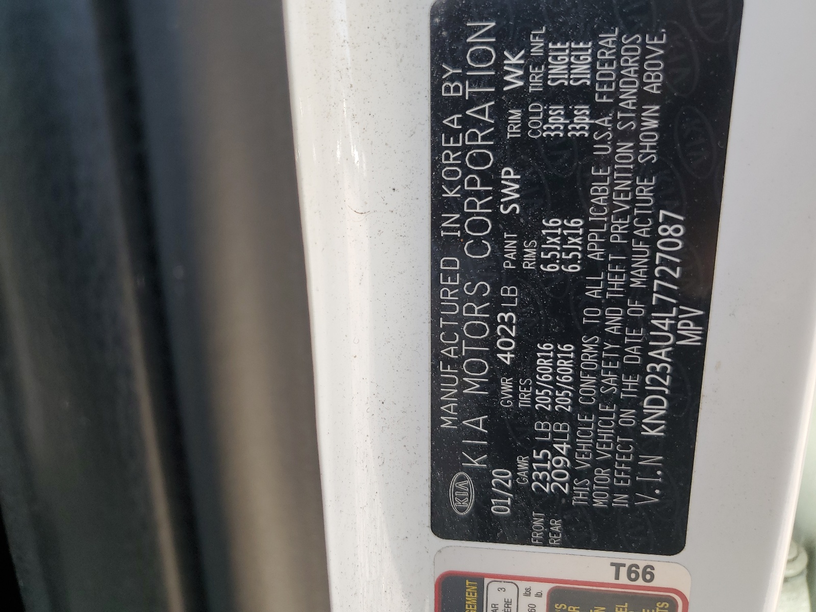 KNDJ23AU4L7727087 2020 Kia Soul Lx