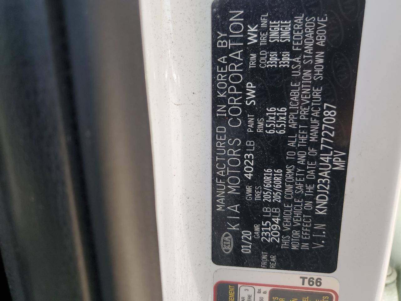 2020 Kia Soul Lx VIN: KNDJ23AU4L7727087 Lot: 56076804