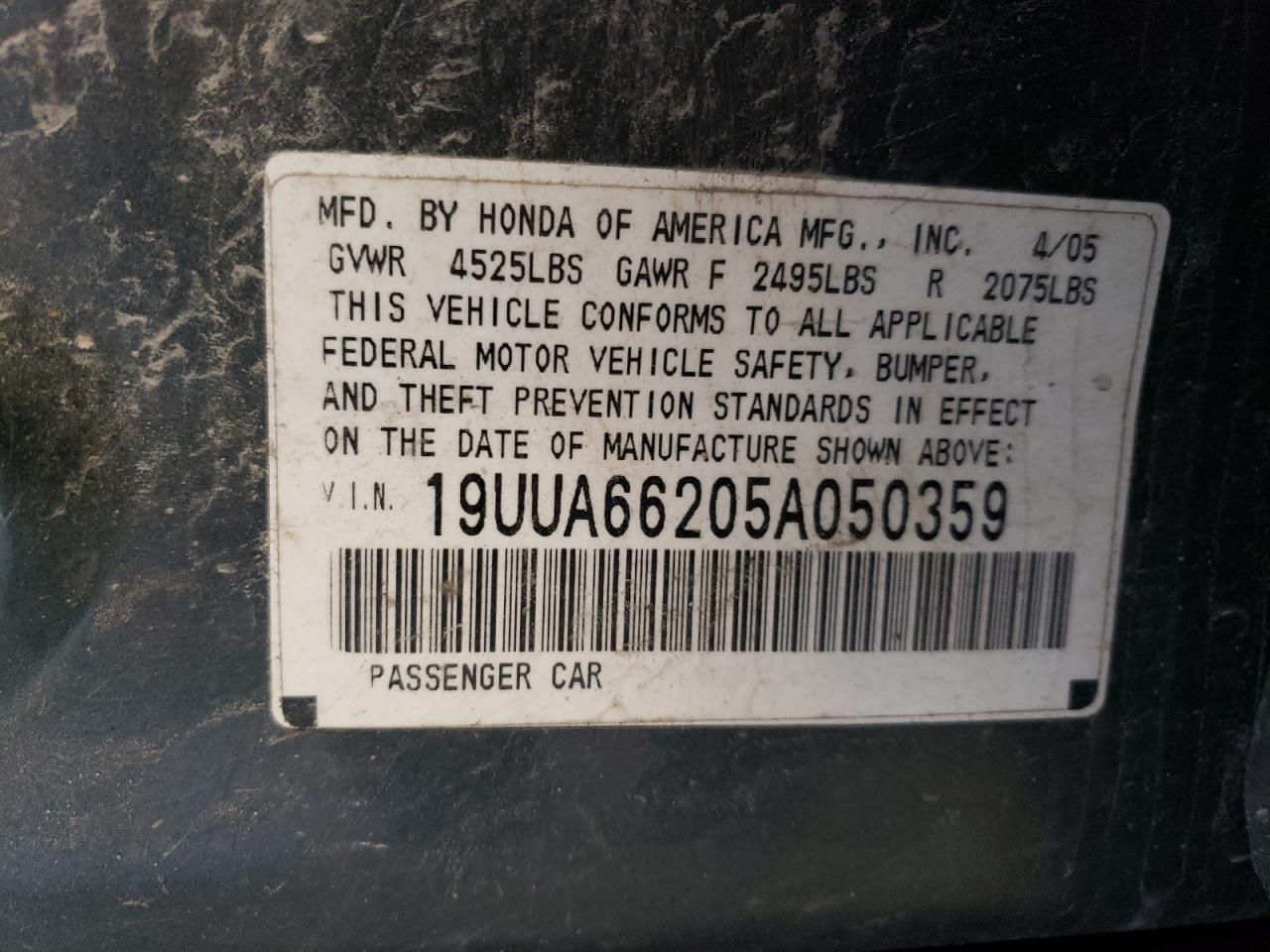 19UUA66205A050359 2005 Acura Tl